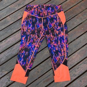 Danskin Now size Medium Coral/Black/Purple and Blue Capri Leggings